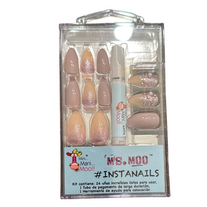 Ms. Moo Pink and Gold Glitter Press-On Nails